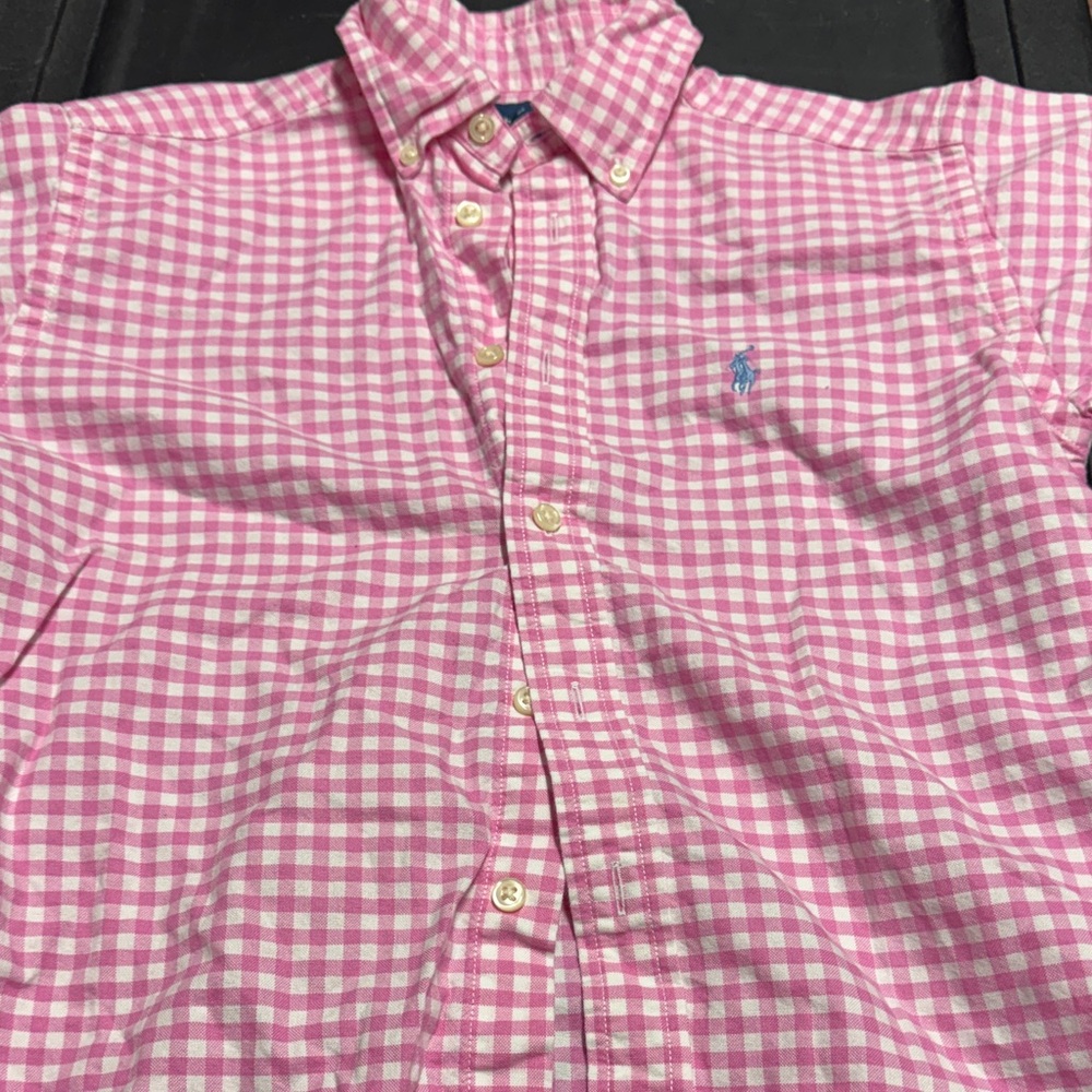 Ralph Lauren Pink and White Gingham Button-Down Shirt